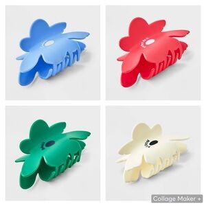 4 Acrylic Cutout Flower Claw Hair Clip Universal Thread™ (Red, Wht, Blu, & Grn)
